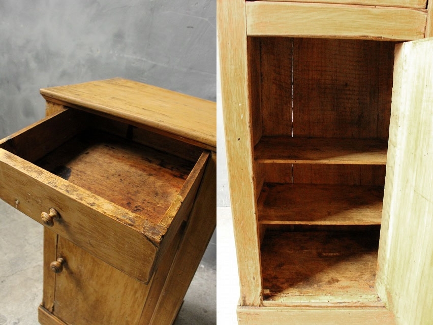  античный Франция дерево грудь [fcc-679] подставка магазин инвентарь 