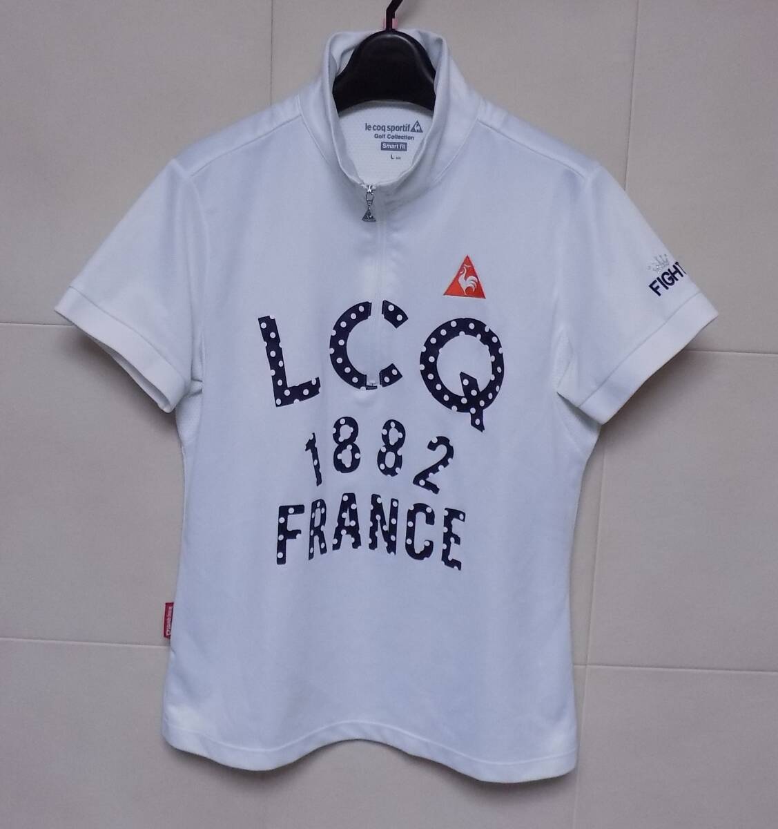 LecoqSportifルコック　胸にドットロゴプリント　半袖ハーフジップシャツ L?。ü蹷4）