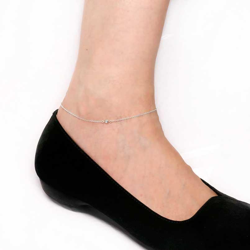 プラチナ アンクレット ダイヤモンド メンズ pt900 pt850 アズキチェーン ダイヤ 一粒 シンプル 男性 人気 送料無料 セール SALE_画像2