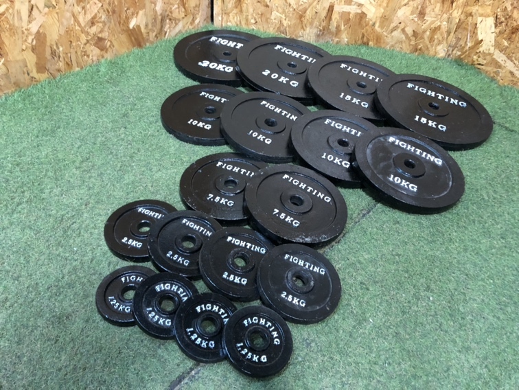 FIGHTINGROAD プレートセット 20㎏×2/15㎏×2/10㎏×4/7.5kg×2/2.5kg×4/1.25㎏×4 合計140kg 「3346」