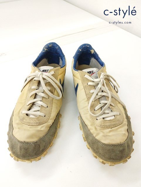 X137b [ Junk ] NIKE×JUNYA WATANABE COMME des GARCONS MAN спортивные туфли 29cm бежевый × голубой WAFFLE RACER 306695 | обувь Q