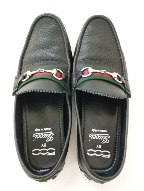H230b [ популярный ] GUCCI Gucci обувь для вождения 8 *1/2 черный 100034 кожа | G