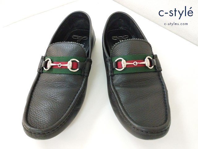 H230b [ популярный ] GUCCI Gucci обувь для вождения 8 *1/2 черный 100034 кожа | G