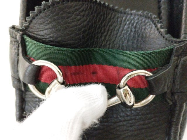 H230b [ популярный ] GUCCI Gucci обувь для вождения 8 *1/2 черный 100034 кожа | G