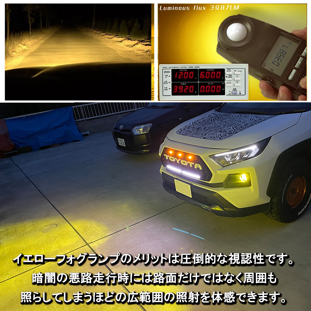 RAV4 50系 LEDフォグランプキット 4眼 イエロー 3000k オフ