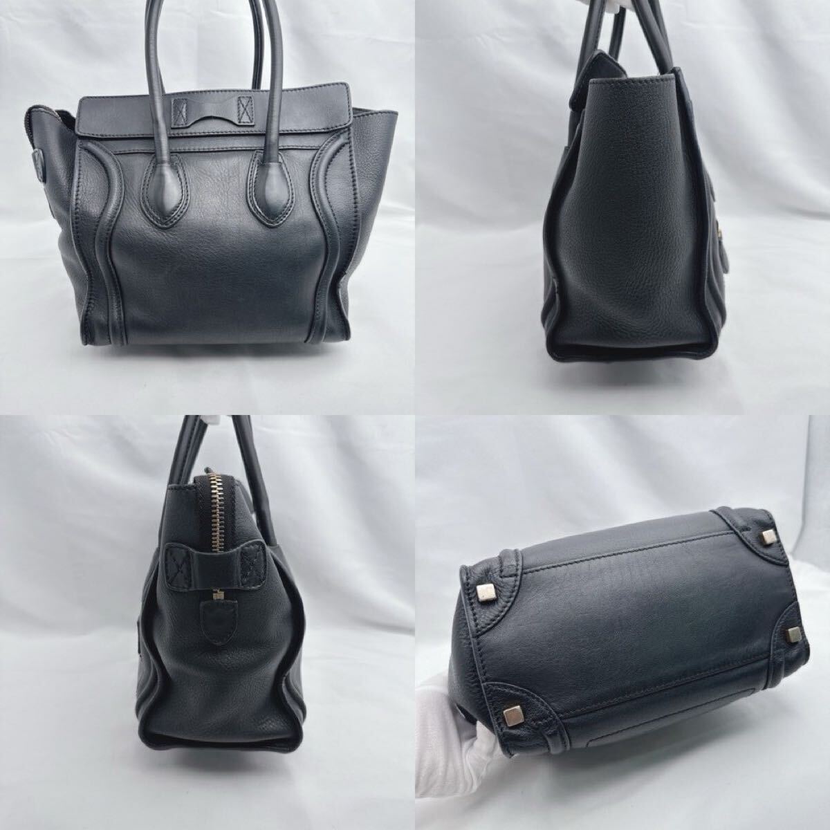 a163 CELINE セリーヌ ハンドバッグ ラゲージ ミニショッパー 黒色 ブラック 男女兼用 F-AT-0141 F-PA-0151