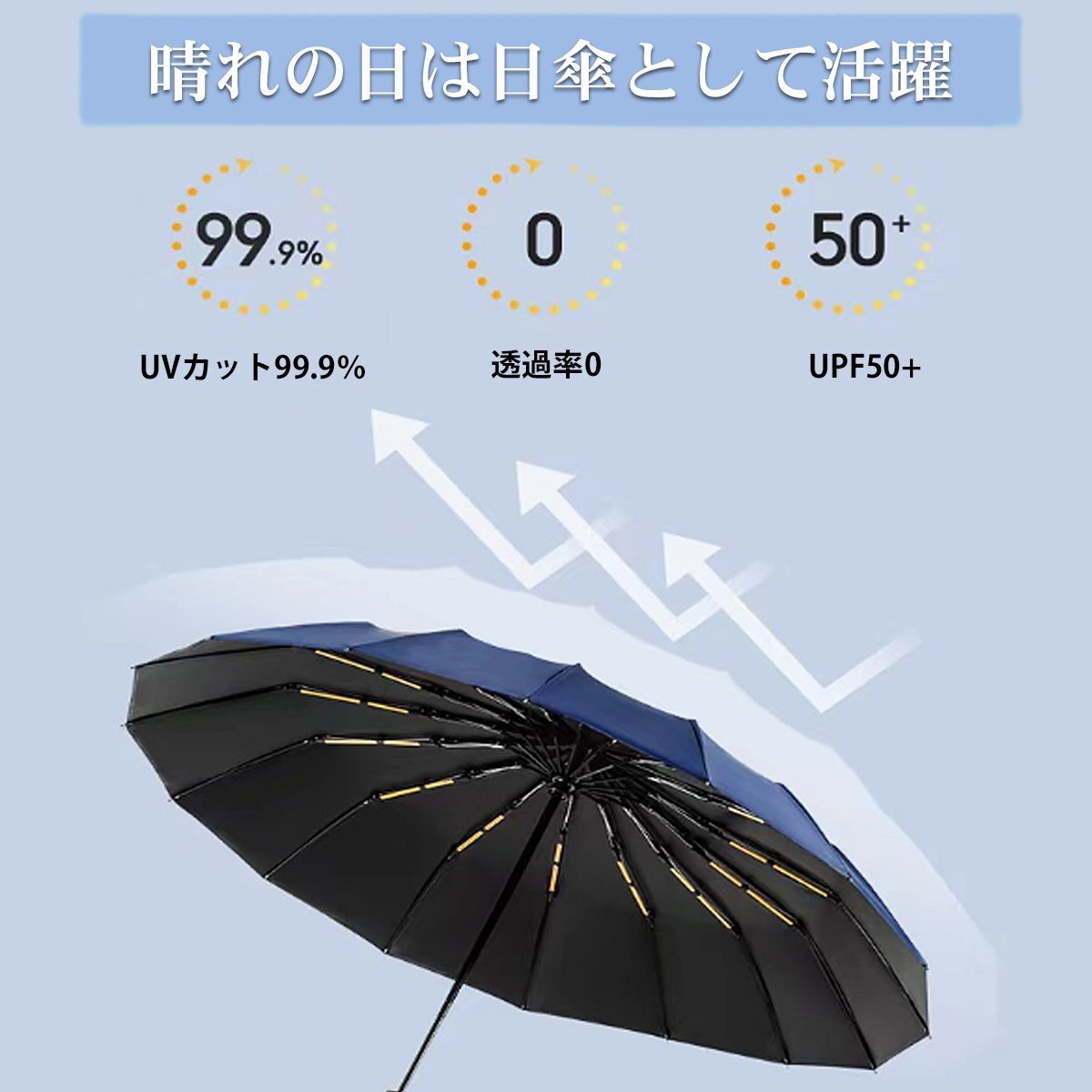 折りたたみ傘 軽量 大きめ 自動(dòng)開(kāi)閉 傘 ワンタッチ 晴雨兼用 雨傘 日傘 撥水加工 耐強(qiáng)風(fēng) 折り畳み傘 通勤 通學(xué) 12本骨 108cm AK-01BL