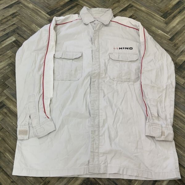 SM396　日野自動(dòng)車　トラック　ワークシャツ　マニア　コレクター　非売品　実物　 グレー LL 汚れあり