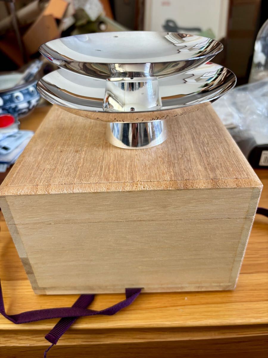★ 純銀制 盃 総重量約307.9g （中）約127.85g （大）約180.05g 純銀刻印 SILVER 元箱