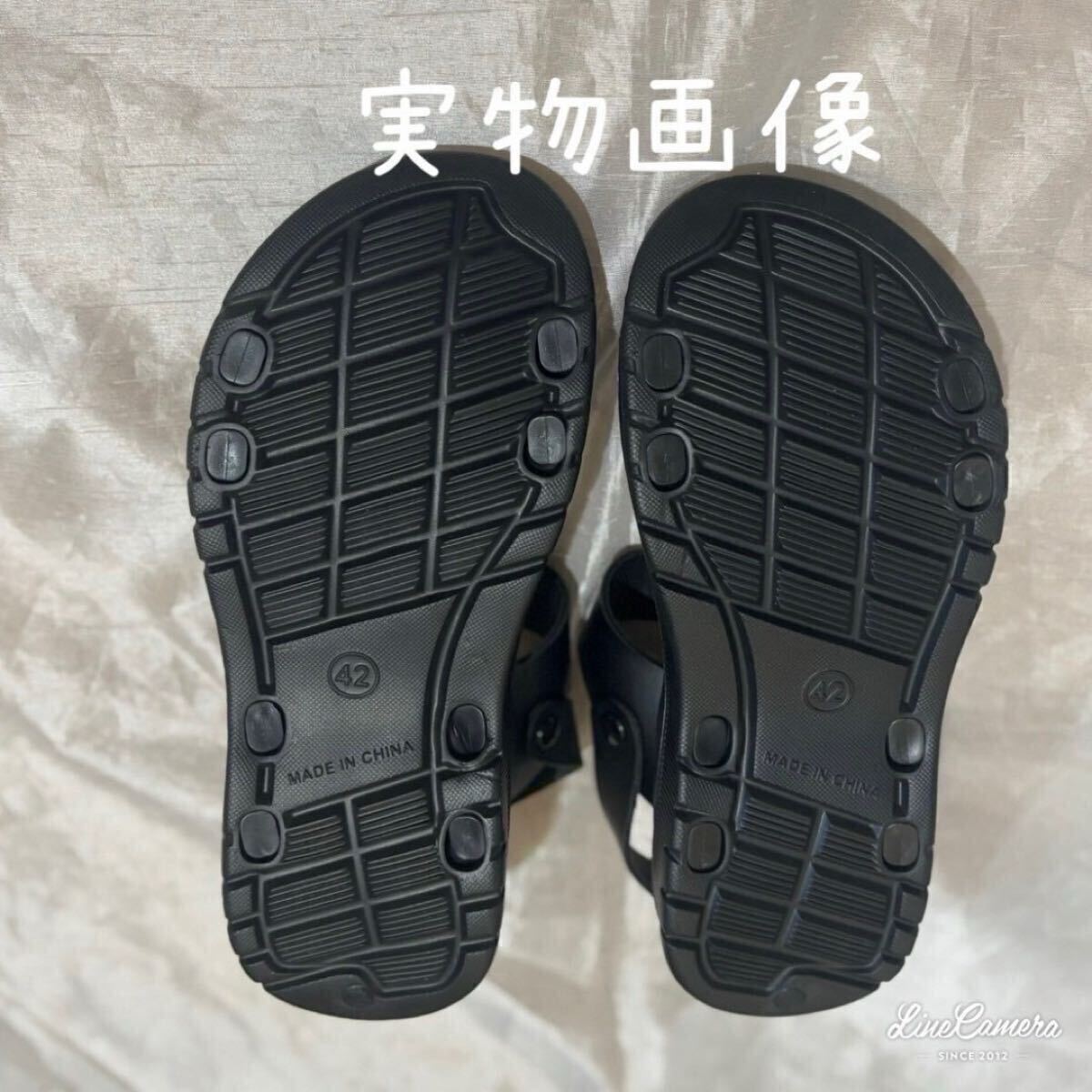 メンズ　サンダル　スリッパ　ストラップ　ビーチサンダル　2way 軽量 ブラック 黒 26センチ