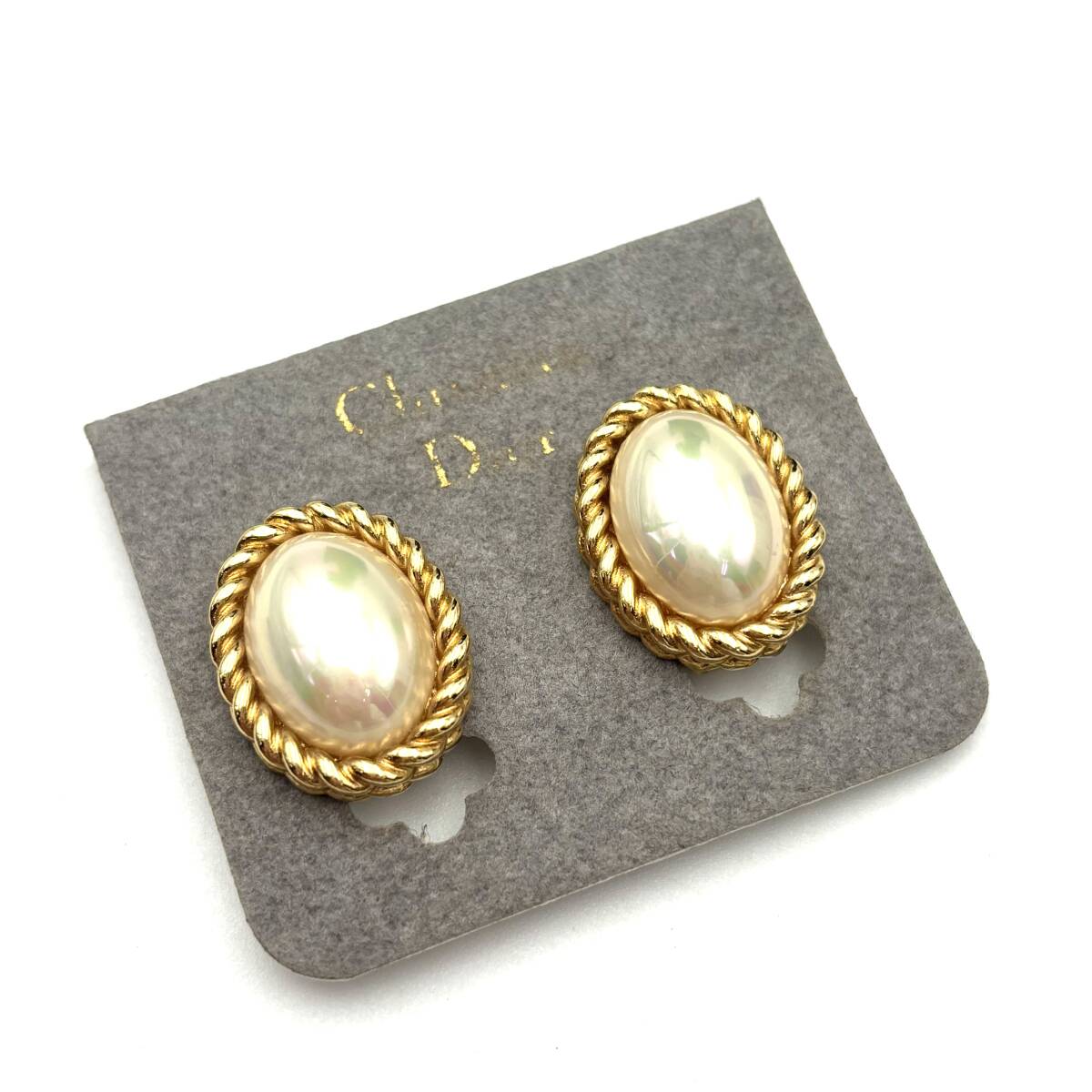【1000円スタート】Christian Dior　クリスチャンディオール　イヤリング　ゴールド　パール　レディース　ブランドアクセサリー　6A-029