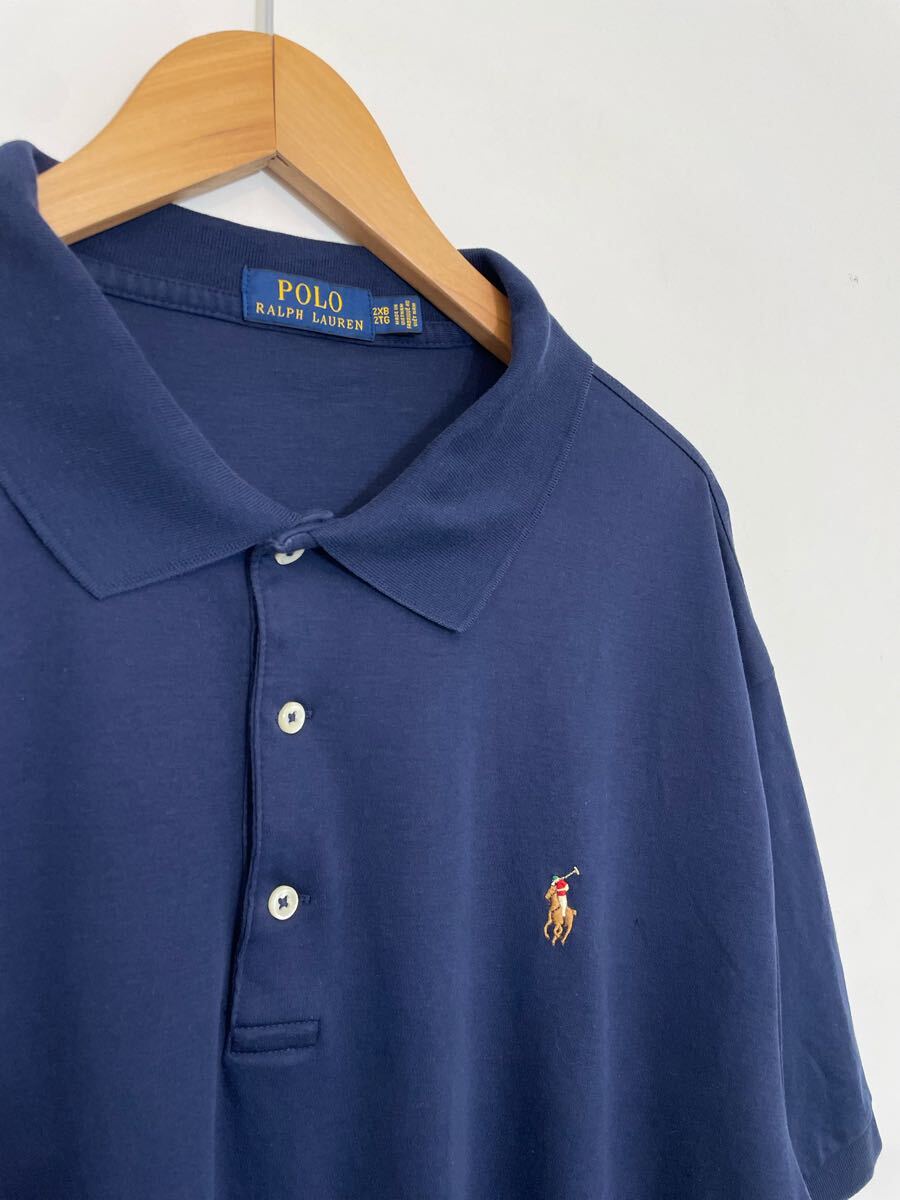 POLO RALPH LAUREN ポロラルフローレン　コットン半袖ポロシャツ　ポロシャツ　胸ロゴ　メンズ2XB 大きめ　良品綺麗