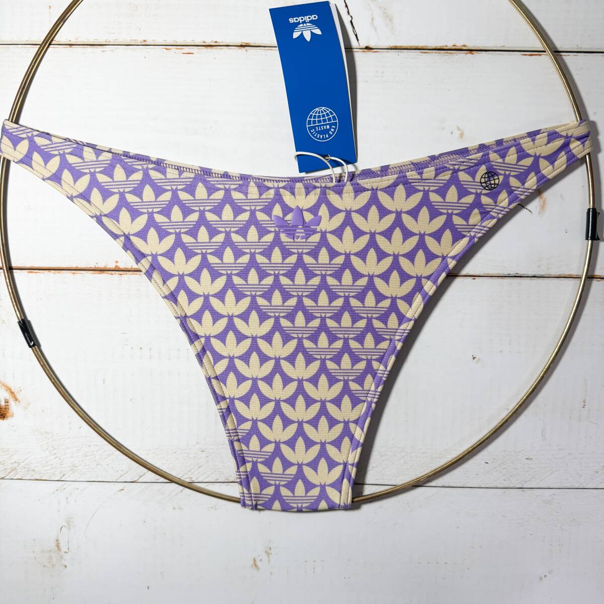 【即決】adidas アディダス 女性用 ビーチバレー ビキニ ショーツ 水着 ブルマ Purple柄 海外S_画像1