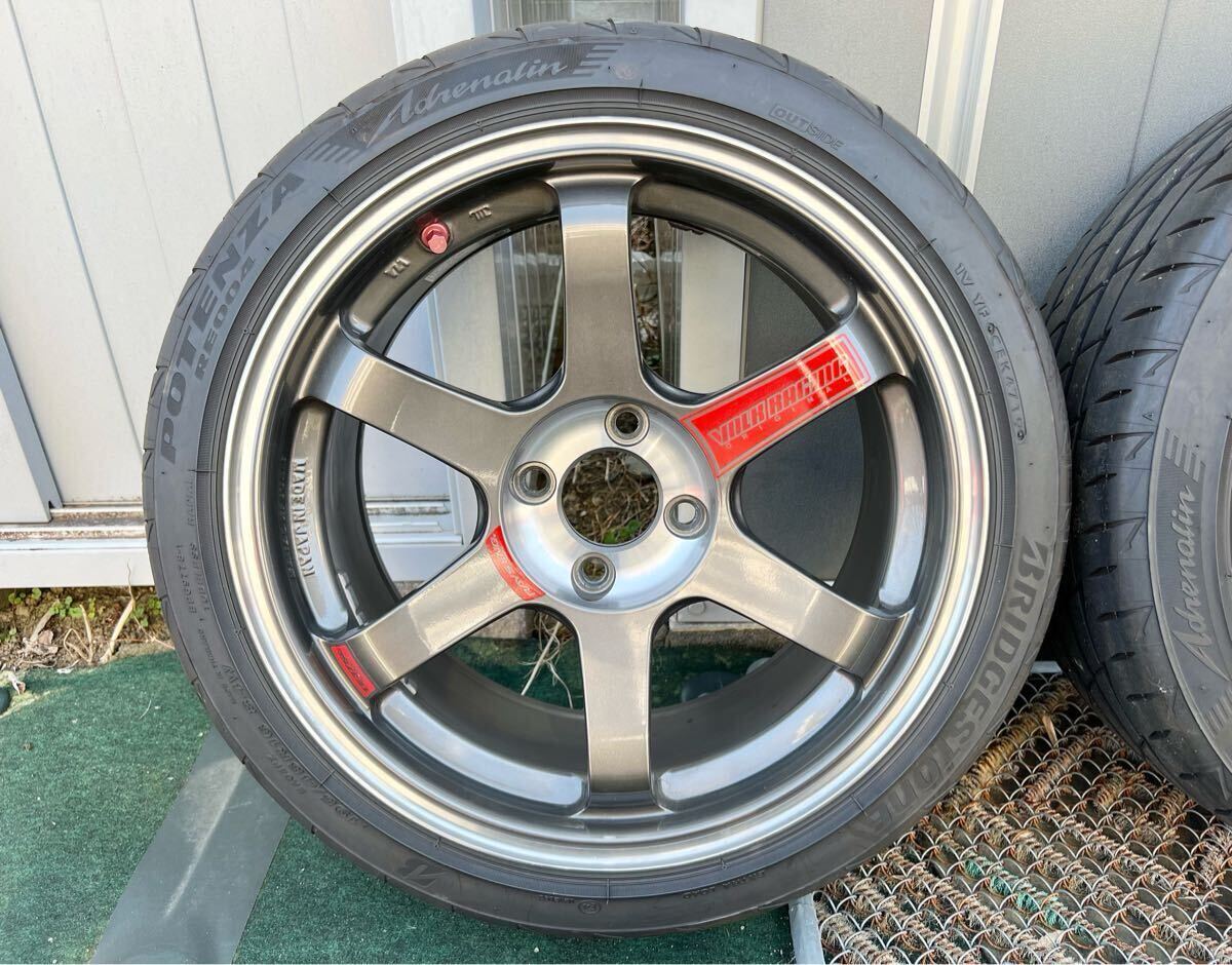 【お引取大歓迎】RAYS VORK RACING TE37 SONIC SL 16×8.0J +34 最大face4 4H-100 PGカラー POTENZA Adrenalin RE004 バリ山 195/45R16 4本
