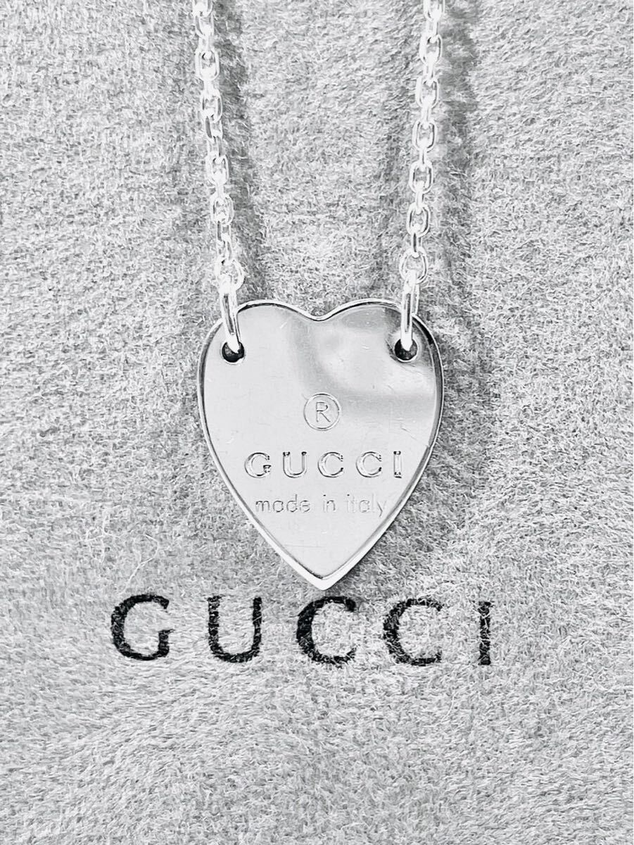 【美品】 GUCCI ネックレス　ハート　ペンダント　ロゴ 95 美品】 GUCCI ネックレスハートペンダントロゴ 95