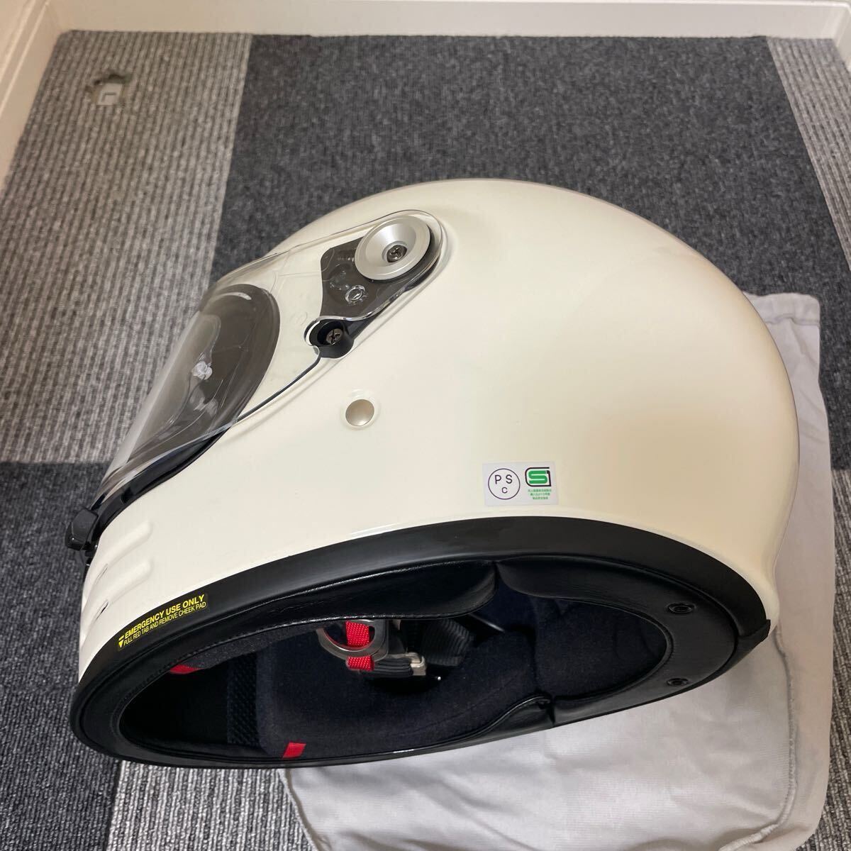 超美品 SHOEI ショウエイ フルフェイス ヘルメット Glamster グラムスター オフホワイト 白 2024年1月 XXL サイズ 63cm バイク (277)