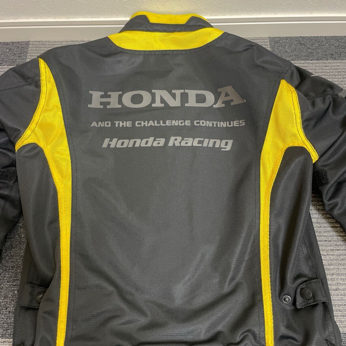 ホンダ HONDA ライダース ジャケット Mサイズ ブラック イエロー バイク 2輪 肩 肘 背中 プロテクター入り