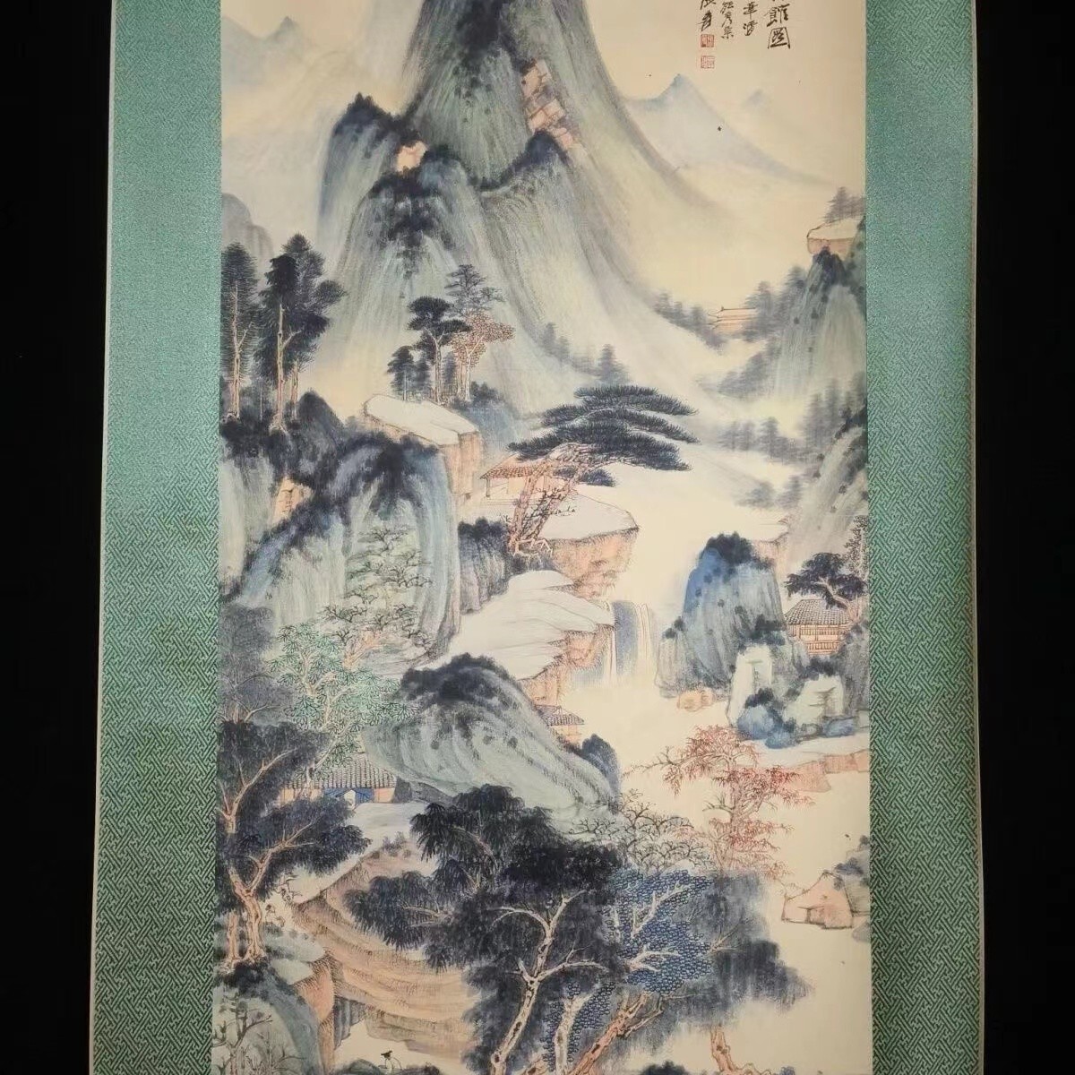 491-8-P】収蔵品放出 古玩 『張大千山水図』巻物掛画 中国水墨画
