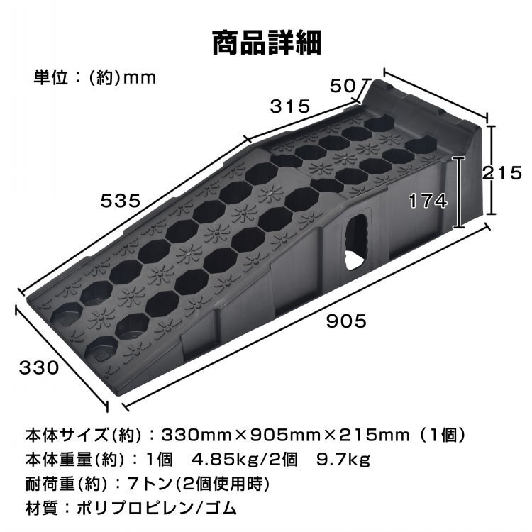 送料無(wú)料 段差プレート カースロープ 段差スロープ 車 屋外 段差 ゴム 7t ワイドタイプ ジャッキ カースロープリフト オイル交換 ee401