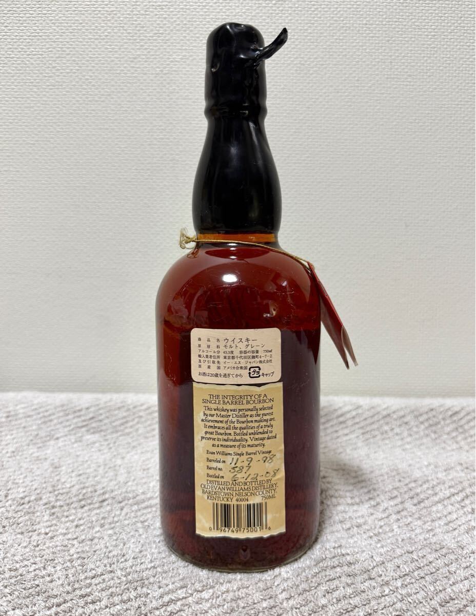 [ не . штекер ]Evan Williamse Van Williams 1998 одиночный barrel Vintage талон Tackey Bourbon 43.3% 750ml
