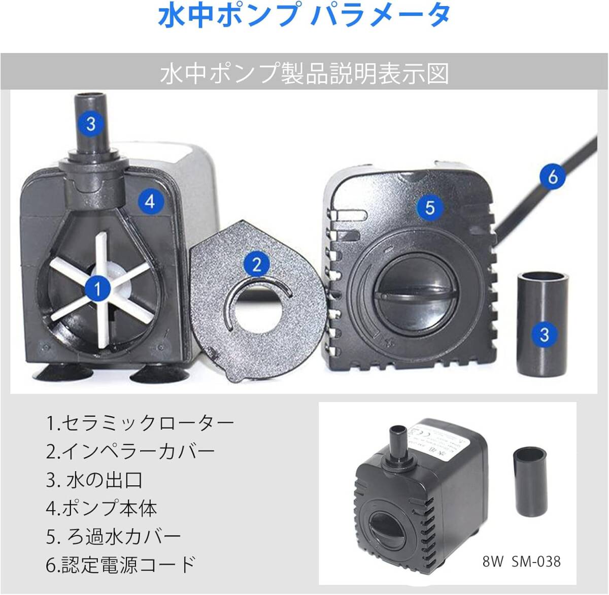 水中ポンプ 小型 ウォーターポンプ 2つのノズル 水流循環(huán)ポンプ 水 流量調(diào)整可能 100v 水 魚の水槽 小型揚(yáng)水ポンプ IP68 防水 ミニポンプ