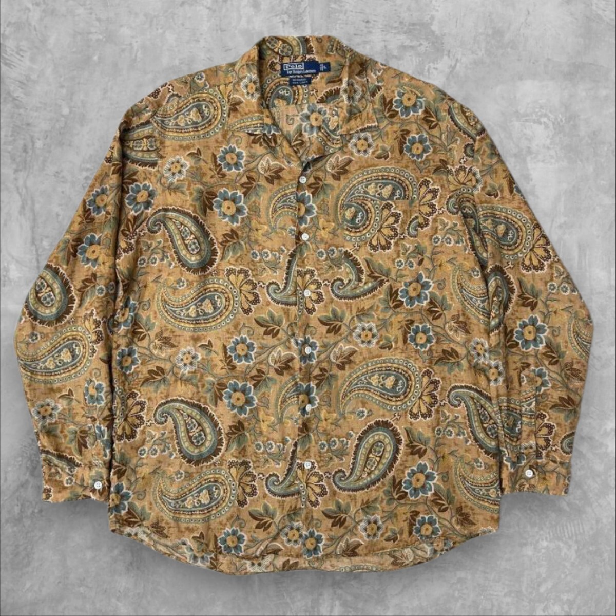 POLO RALPH LAUREN　90s　BONNARD　長袖シャツ　レア　ポロラルフローレン　リネンシャツ　XL 