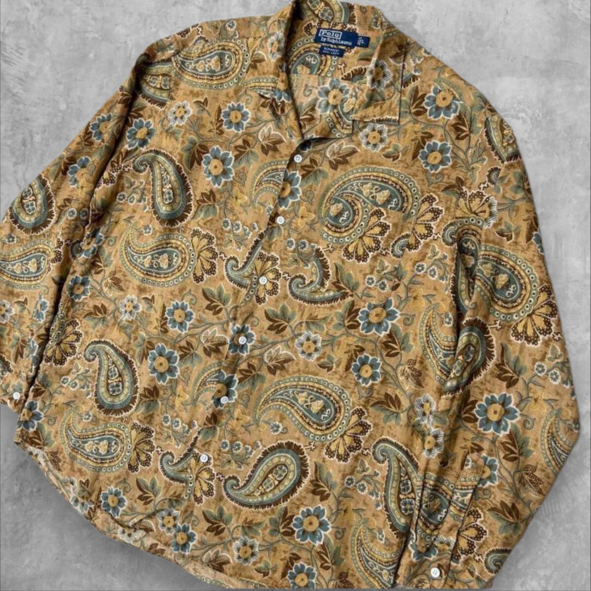 POLO RALPH LAUREN　90s　BONNARD　長袖シャツ　レア　ポロラルフローレン　リネンシャツ　XL 