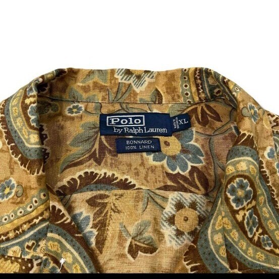 POLO RALPH LAUREN　90s　BONNARD　長袖シャツ　レア　ポロラルフローレン　リネンシャツ　XL 