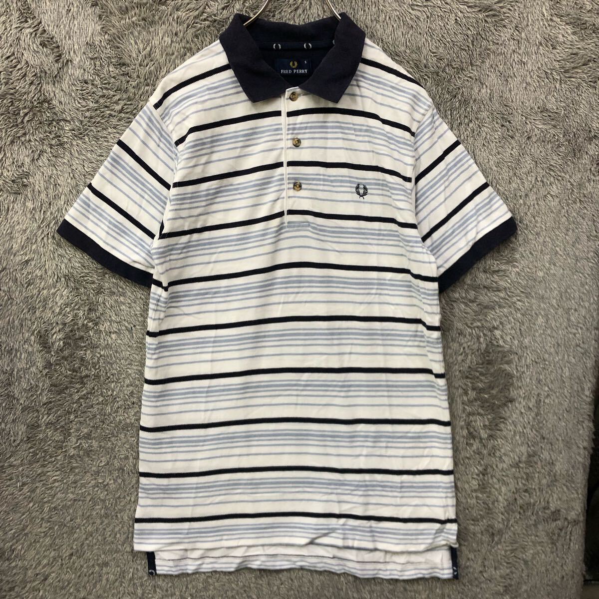 FRED PERRY フレッドペリー 半袖ポロシャツ 半袖シャツ 鹿の子 サイズS ホワイト 白 ワンポイントロゴ メンズ トップス 最落なし（Q）