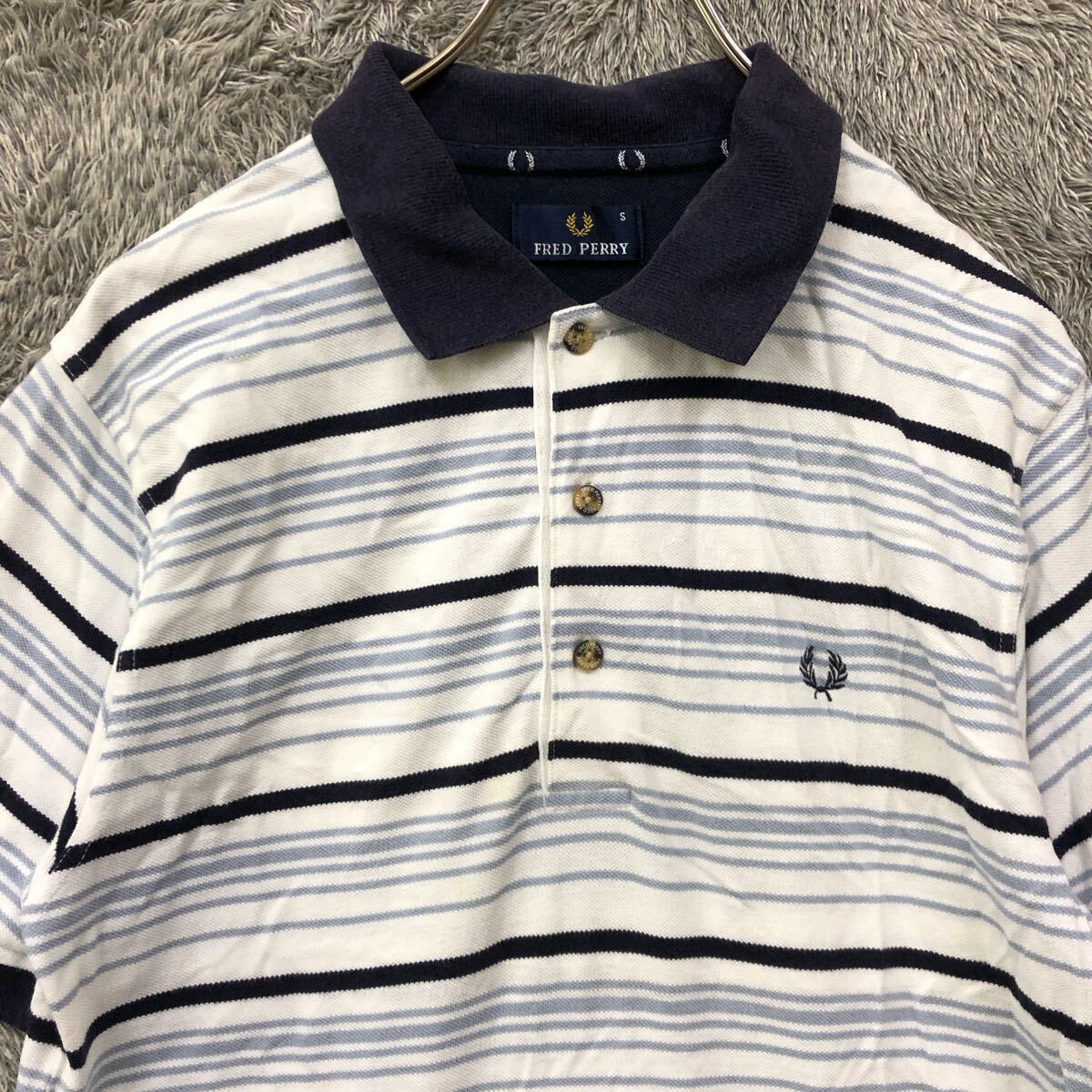 FRED PERRY フレッドペリー 半袖ポロシャツ 半袖シャツ 鹿の子 サイズS ホワイト 白 ワンポイントロゴ メンズ トップス 最落なし（Q）