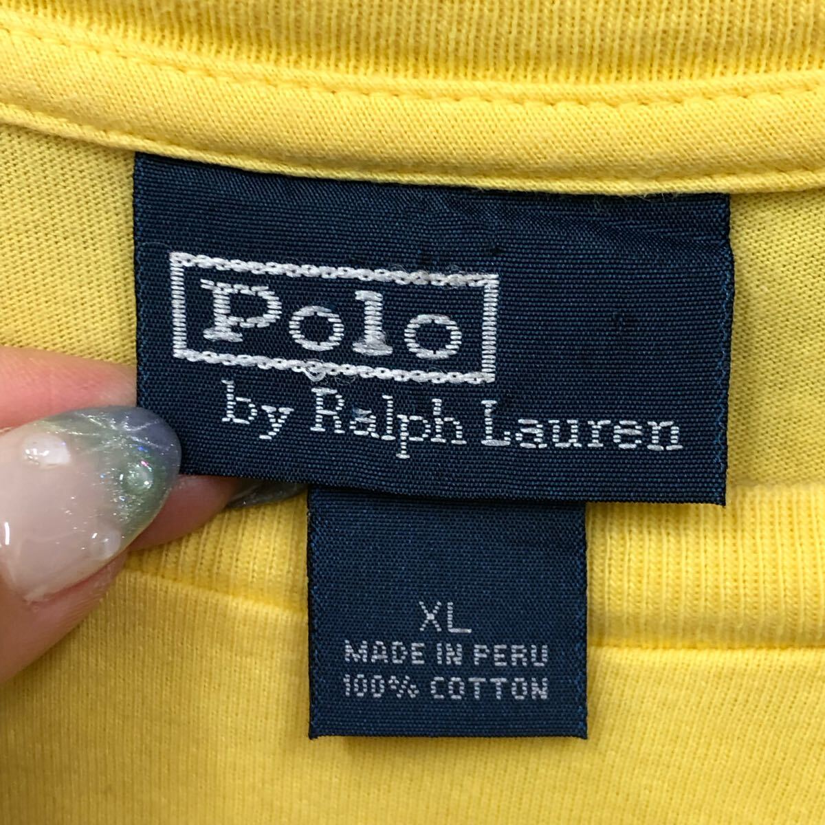 POLO RALPH LAUREN ポロラルフローレン 半袖Tシャツ 半袖カットソー サイズXL イエロー 黃色 ロゴ刺繍 メンズ トップス 最落なし（S）