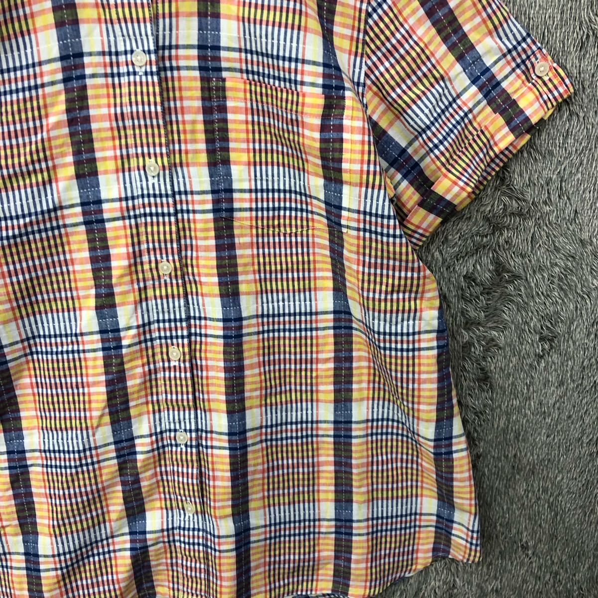 Eddie Bauer エディーバウアー 半袖シャツ サイズL マドラスチェック カラフル コットン 薄手 レディース トップス 最落なし（T）