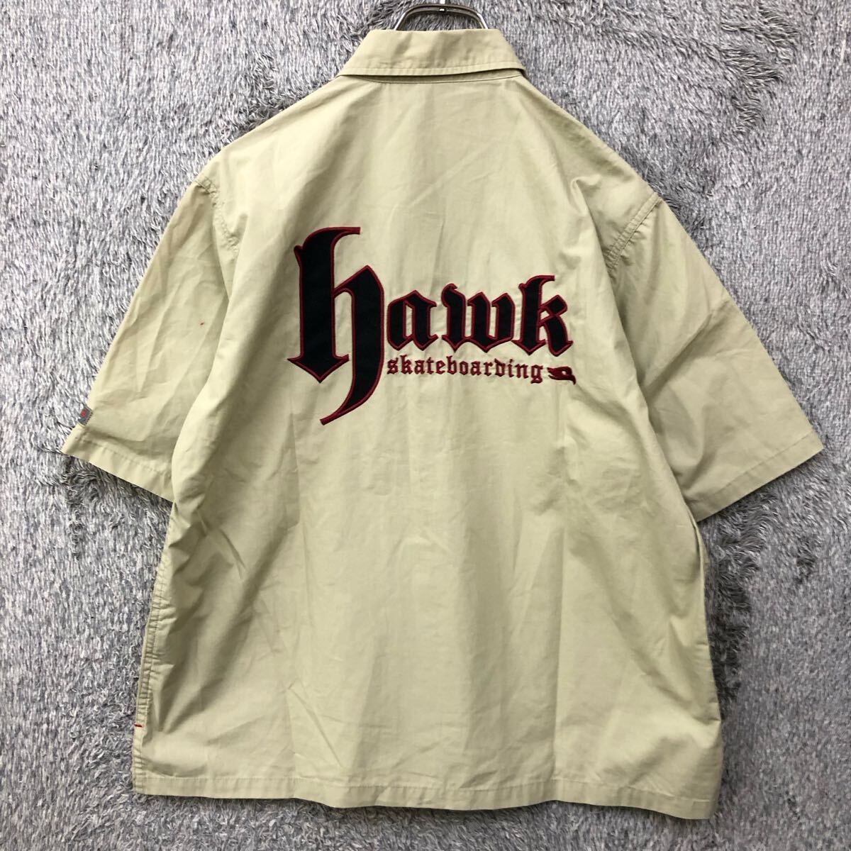 Tony HAWK Street б/у одежда задний вышивка рубашка с коротким рукавом рубашка work shirt размер M соответствует бежевый подкладка сетка мужской tops нет максимальной ставки (T)