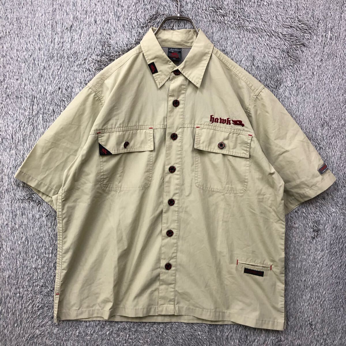 Tony HAWK Street б/у одежда задний вышивка рубашка с коротким рукавом рубашка work shirt размер M соответствует бежевый подкладка сетка мужской tops нет максимальной ставки (T)