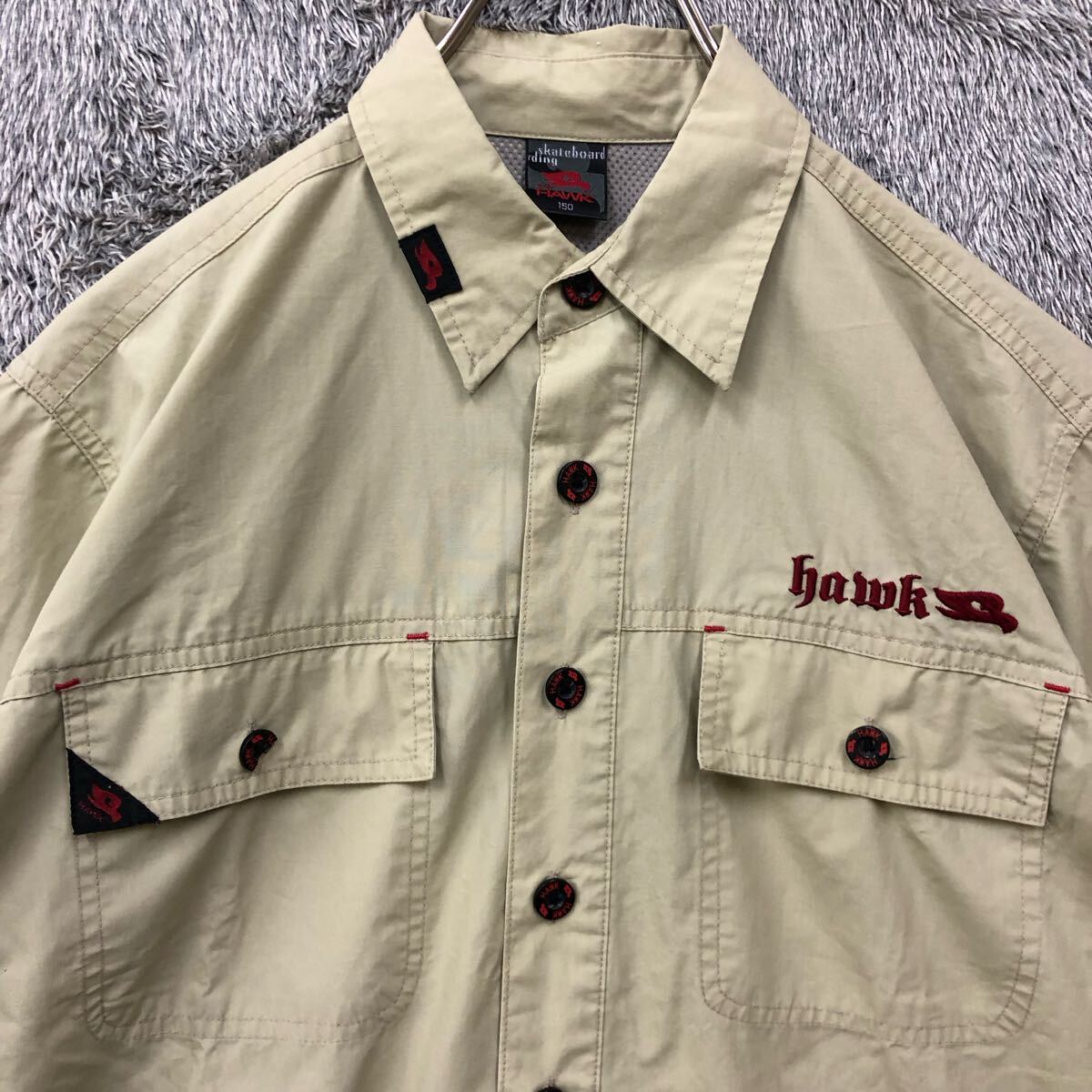 Tony HAWK Street б/у одежда задний вышивка рубашка с коротким рукавом рубашка work shirt размер M соответствует бежевый подкладка сетка мужской tops нет максимальной ставки (T)