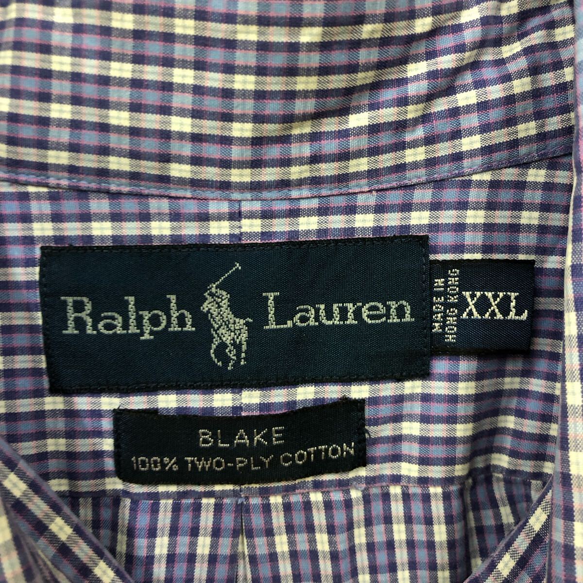 POLO RALPH LAUREN ポロラルフローレン 半袖シャツ サイズXXL ブルー 青 チェック柄 刺繍ロゴ コットン メンズ トップス 最落なし（Z）