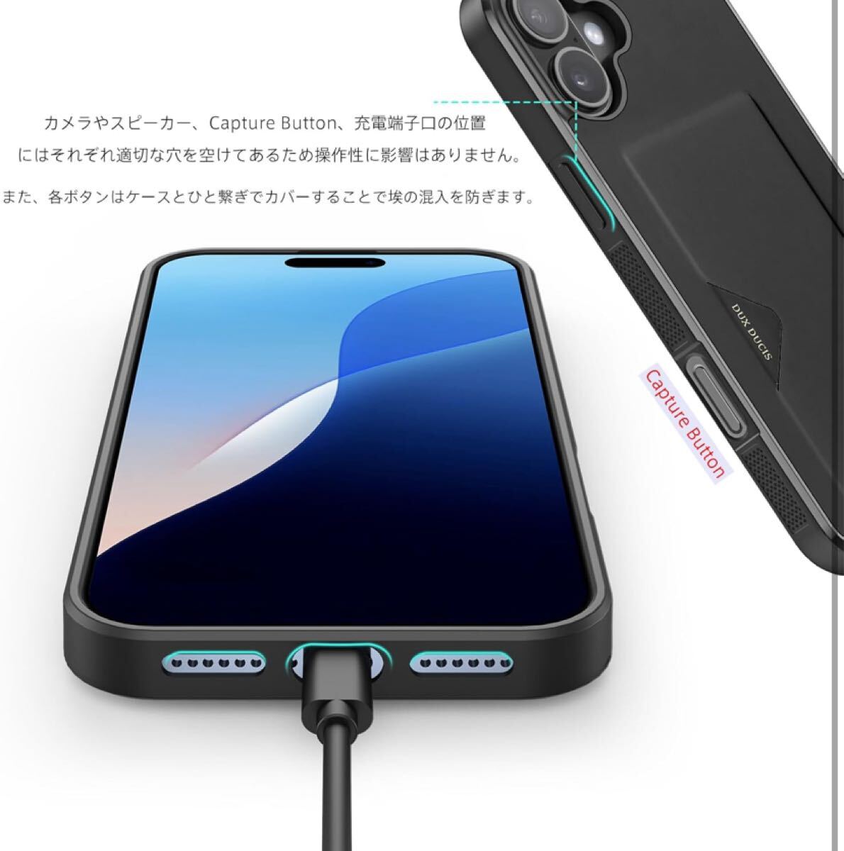 705a2610☆ OWLGuardian iPhone 16 Plus ケース カバー カード収納 上質な手触り 耐衝撃 軽量 薄型 ICカード収納 P-card (ブラック)