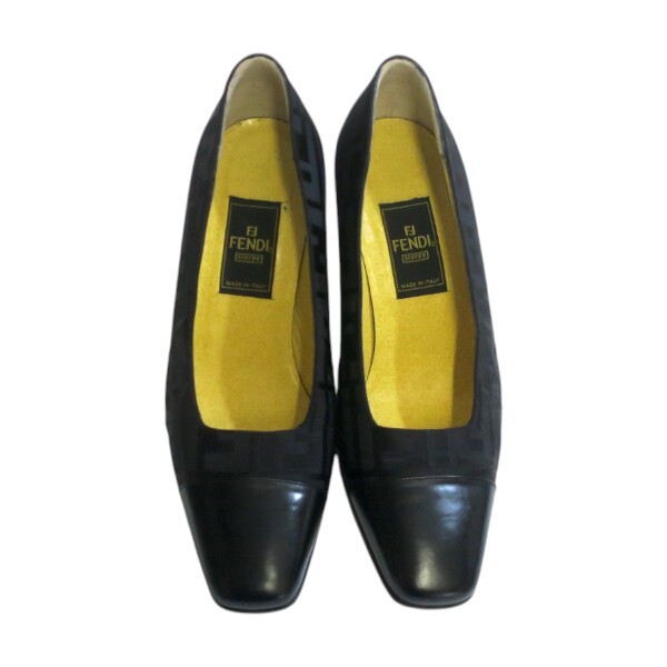 FENDI フェンディ ズッカ柄 ブラック パンプス レディース #35 1/2 約22.5cm【送料無料】中古品 used AB