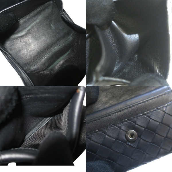 Bottega Veneta ボッテガ?ヴェネタ イントレーチャート レザー コインケース 小銭入れ ブラック【送料無料】中古品 used AB