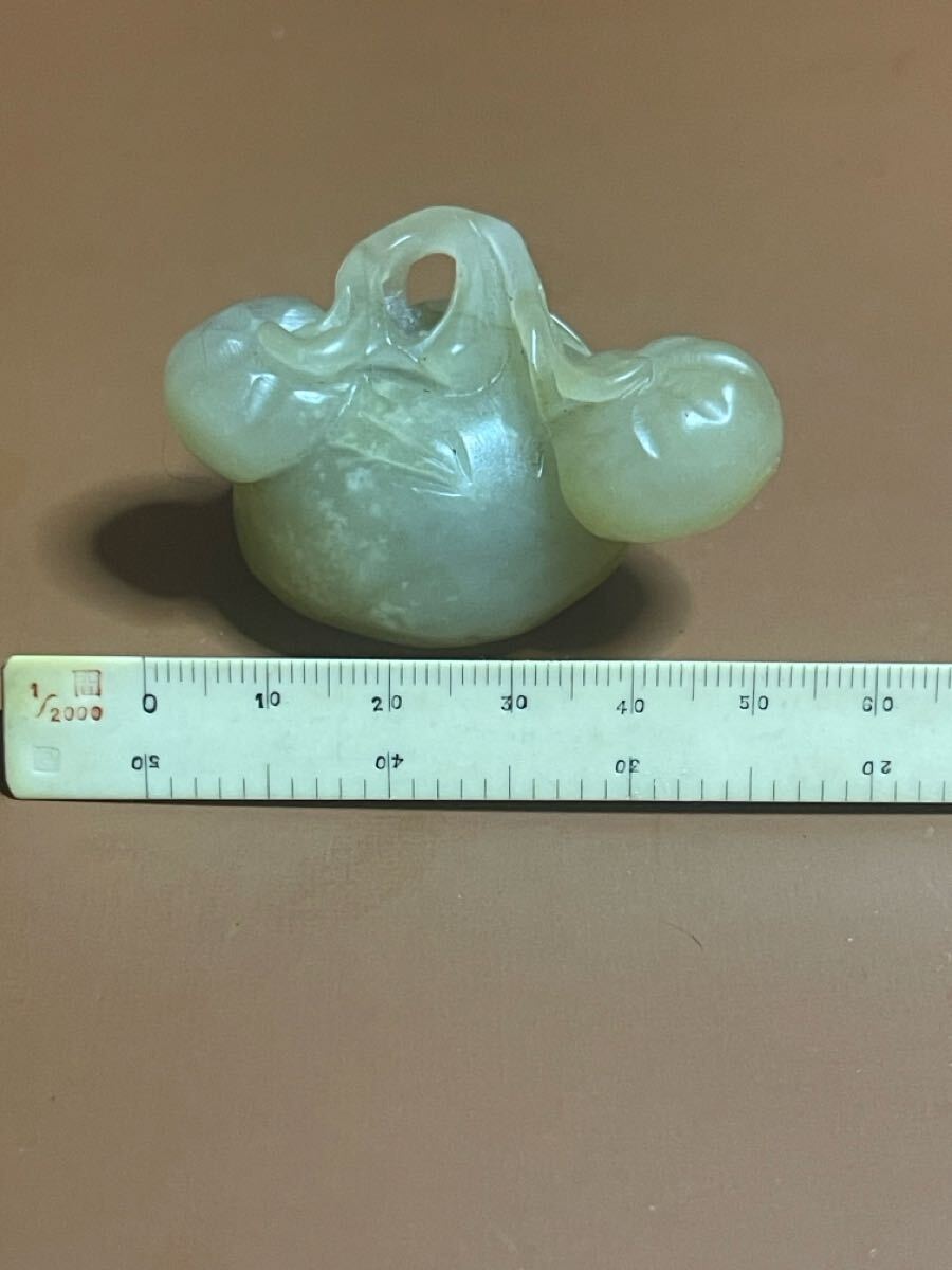 中国骨董 唐物 白玉 根付 古玉 古美術 砡彫 玉石 重さ53g(東洋