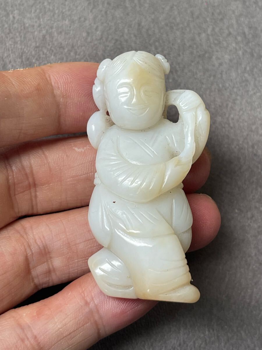 中国骨董 唐物 古美術 古玉 白玉 唐子 清時代 明時代 和田玉 砡