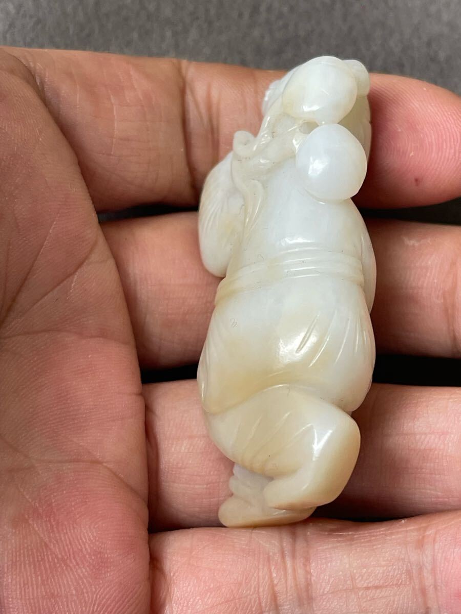 本玉 子供 天然石 老玉和田玉 古玉 中国古美術白玉 唐物手彫
