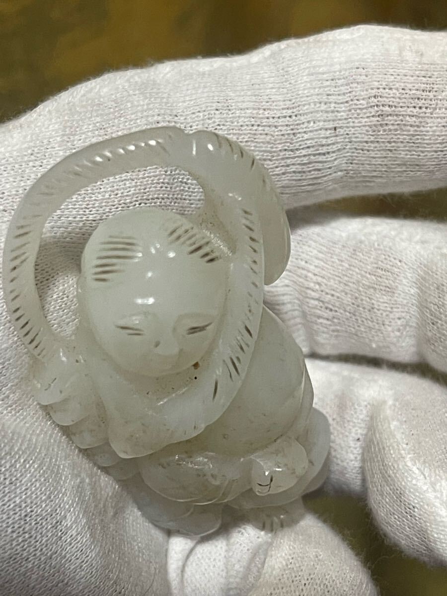 古美術 本物和田玉 青白玉 透彫 唐子紋 玉佩 根付 玉璧 - メルカリ