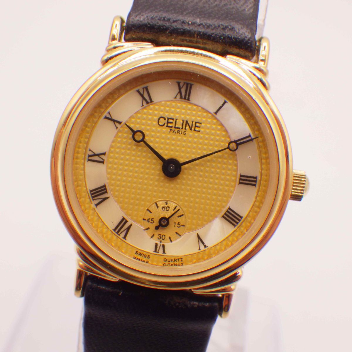 408307/E【1円スタート】CELINE セリーヌ 稼動(dòng)品 D2903-3 ラウンドフェイス スモセコ レディース 時(shí)計(jì) クオーツ ケース23mm