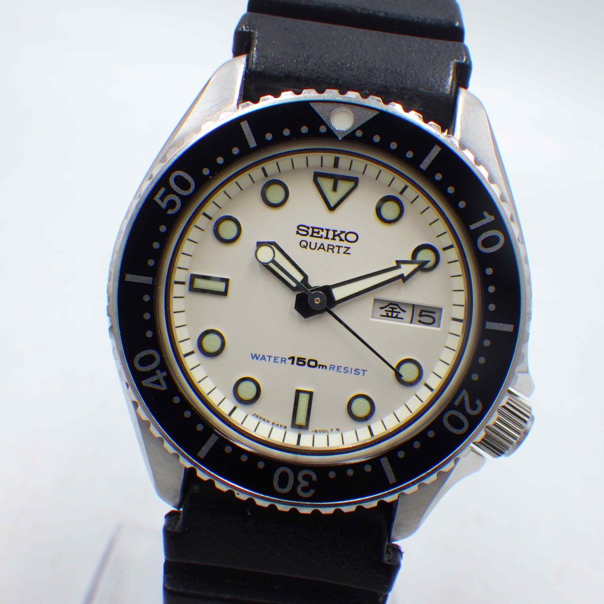 432304/①【1円スタート】SEIKO セイコー 稼動品 6458-600B ホワイトダイバー デイデイト メンズ 時計 クォーツ ケース38mm