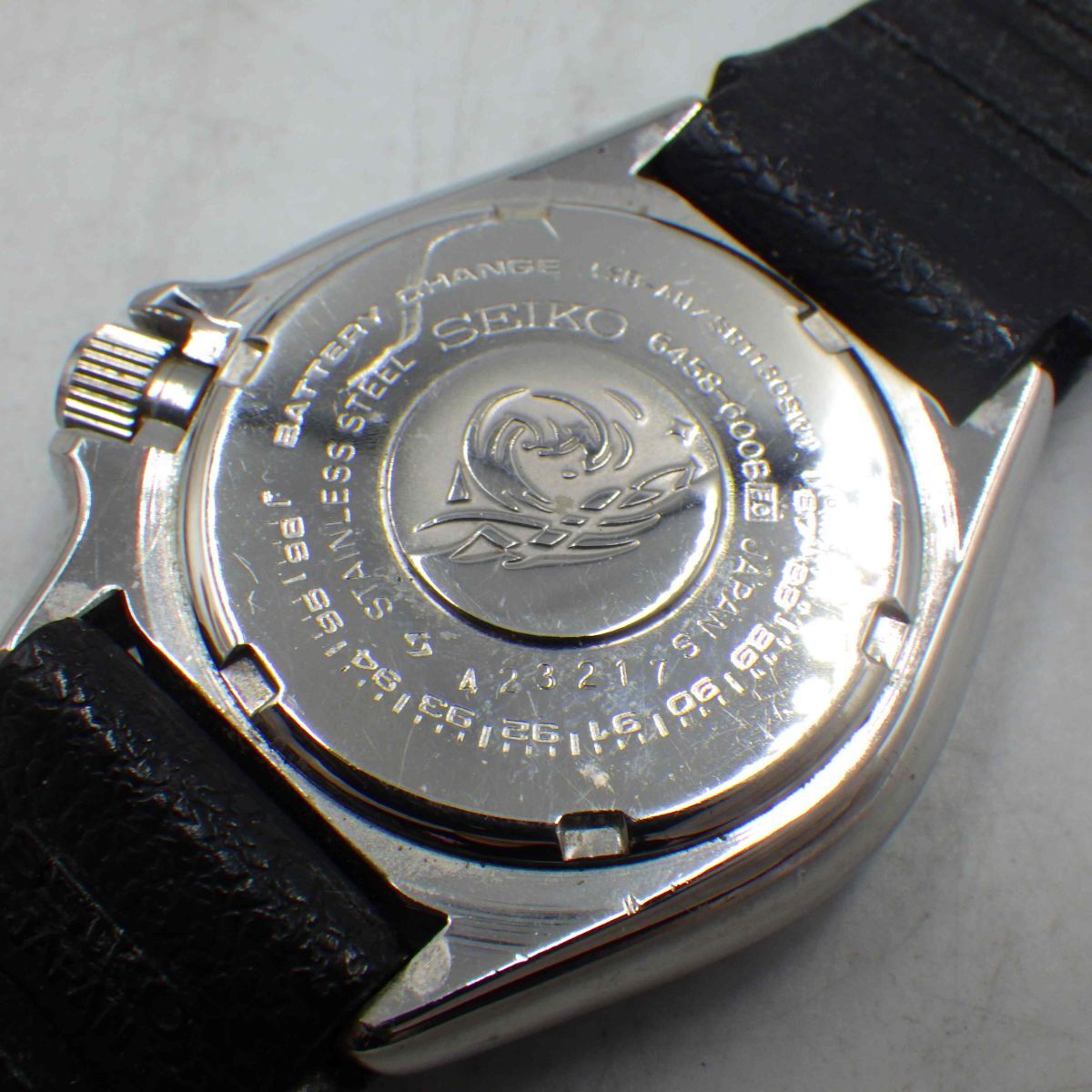 432304/①【1円スタート】SEIKO セイコー 稼動品 6458-600B ホワイトダイバー デイデイト メンズ 時計 クォーツ ケース38mm