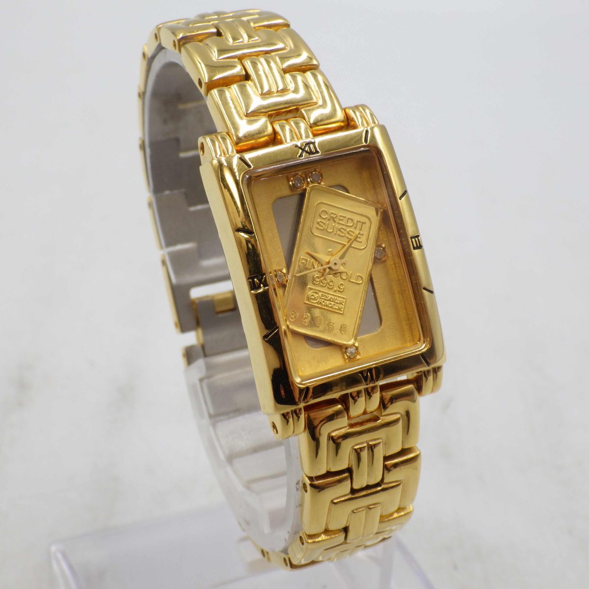 432313/③【1円スタート】Credit Suisse クレディスイス 稼動(dòng)品 FK-929-C Fine Gold 999.9 1g ユニセックス 時(shí)計(jì) クオーツ ケース20mm