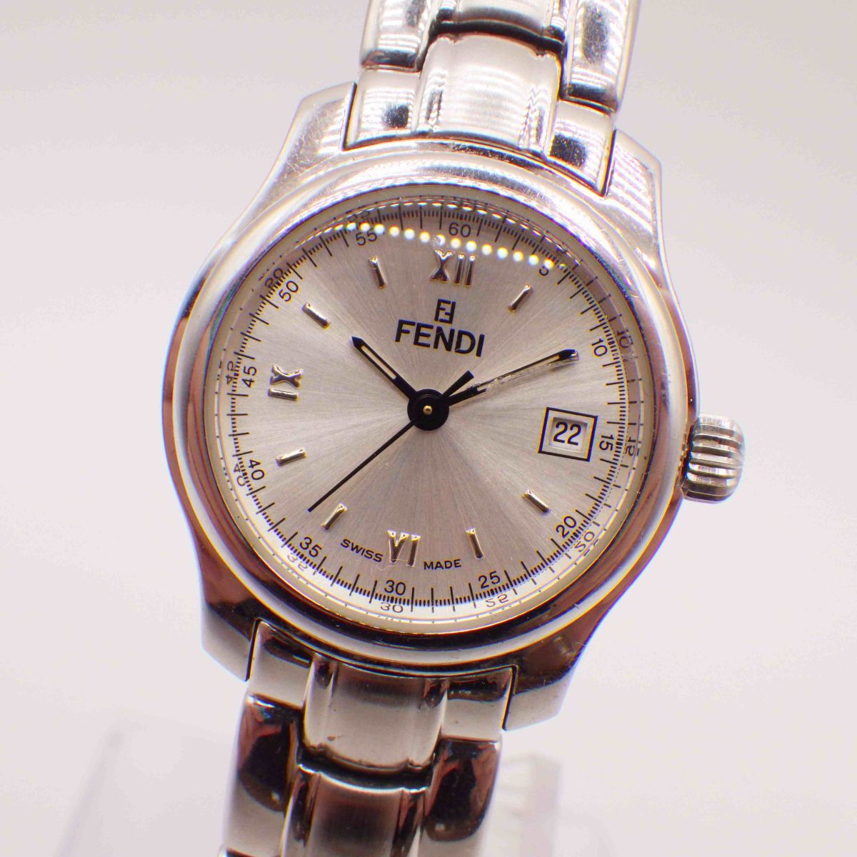443303【1円スタート】FENDI フェンディ 稼動(dòng)品 210L オロロジ Dバックル デイト レディース 時(shí)計(jì) クオーツ ケース26mm