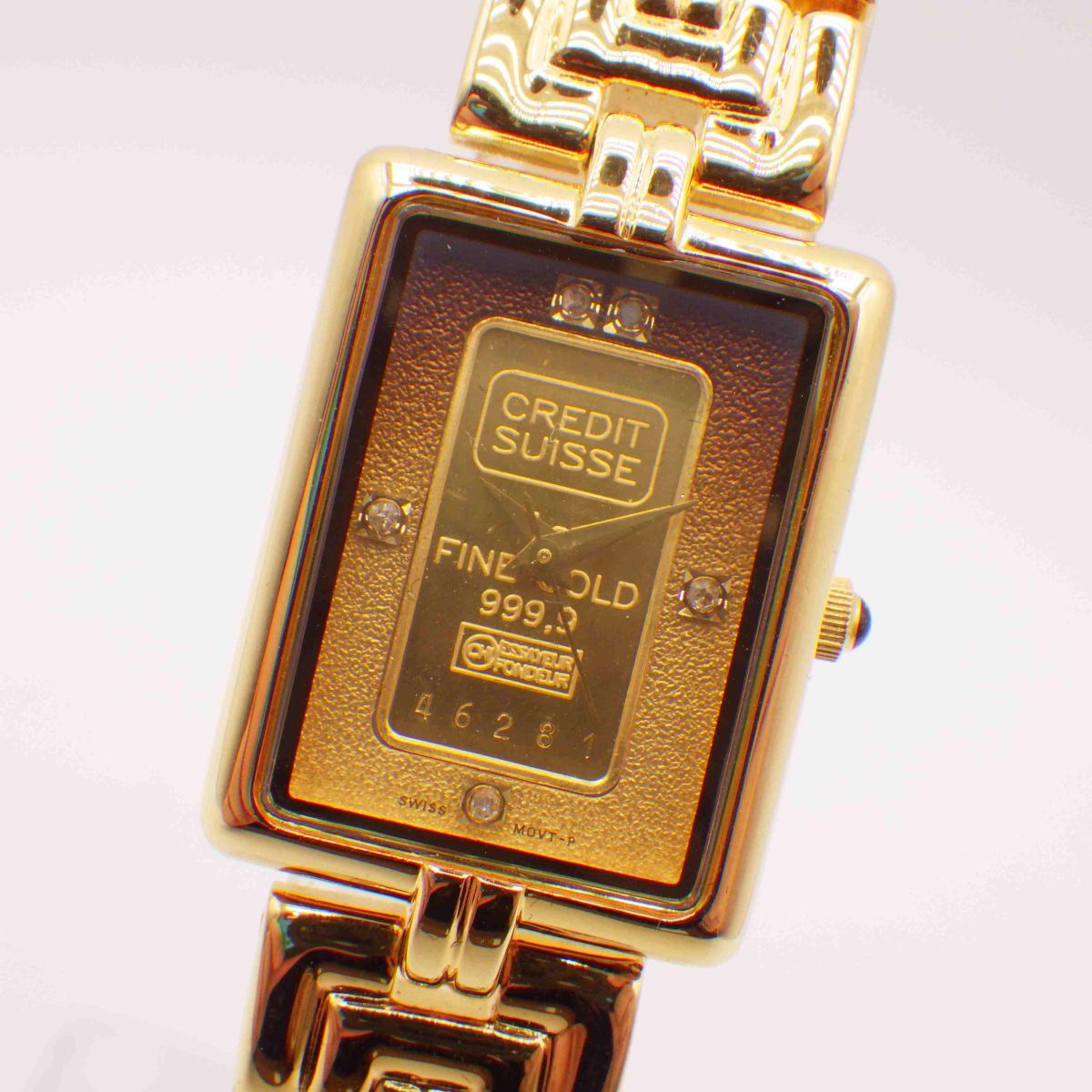 447996【1円スタート】ELGIN エルジン 稼動(dòng)品 FK-582-P CREDIT SUISSE FINEGOLD 999.9 1g インゴット レディース 時(shí)計(jì) クオーツ ケース19mm