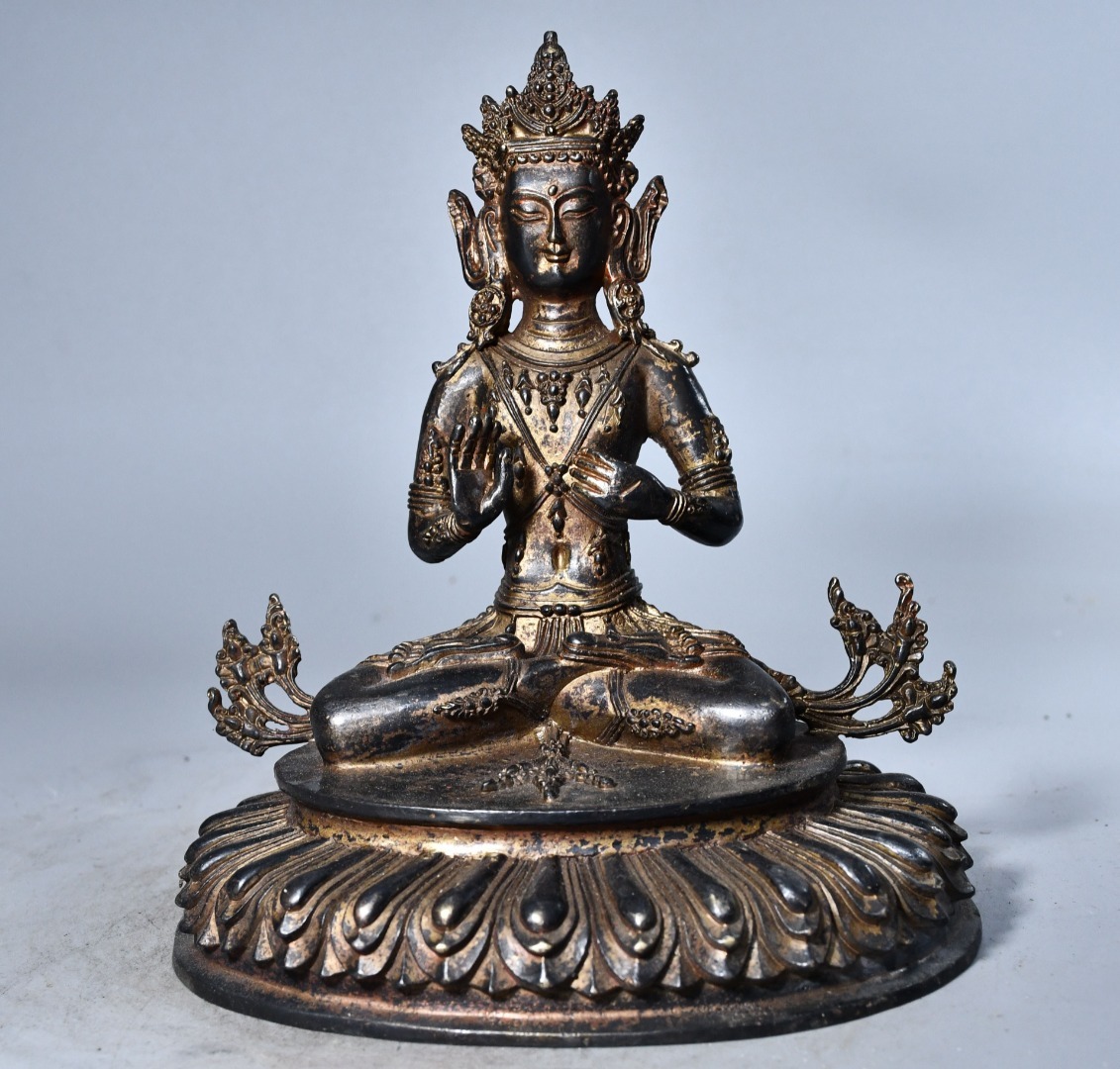 仏像 清代 旧蔵 チベット古寺 大持金剛仏像 銅製 銅琉金 唐物